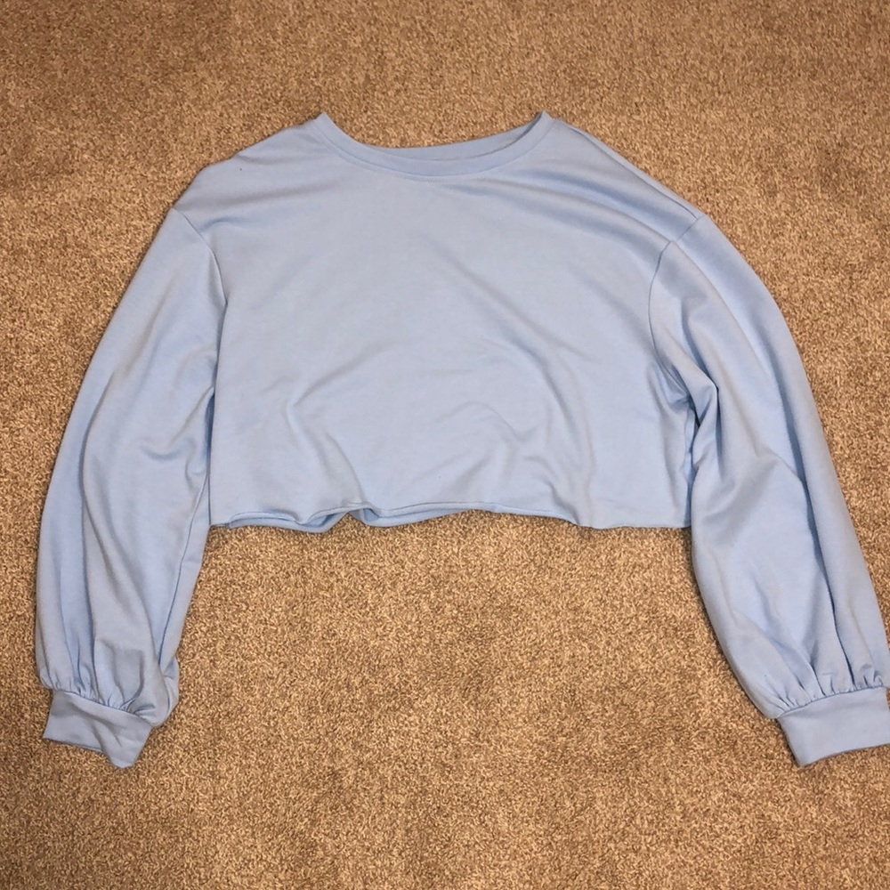 SHEIN blue crop top long sleeve